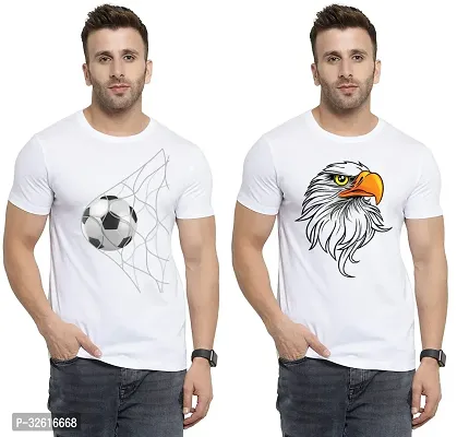 Reliable White Polycotton Printed Round Neck Tshirt For Men Pack Of 2-thumb0