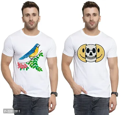 Reliable White Polycotton Printed T-Shirts For Men Pack Of 2-thumb0