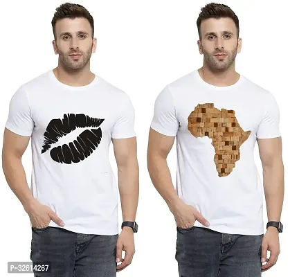 Reliable White Polycotton Printed T-Shirts For Men Pack Of 2-thumb0