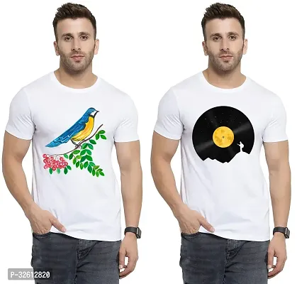 Reliable White Polycotton Printed T-Shirts For Men Pack Of 2