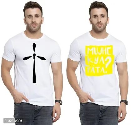 Reliable White Polycotton Printed T-Shirts For Men Pack Of 2-thumb0