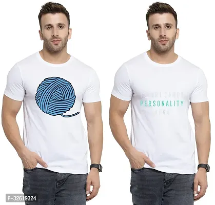 Reliable Polycotton Printed Round Neck Tees For Men Pack Of 2-thumb0