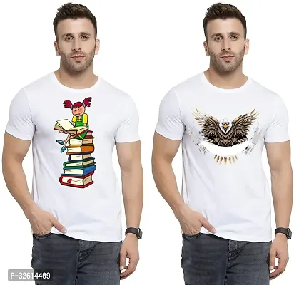 Reliable White Polycotton Printed T-Shirts For Men Pack Of 2-thumb0