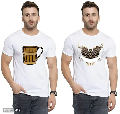 Reliable Polycotton Printed Round Neck Tees For Men Pack Of 2-thumb0