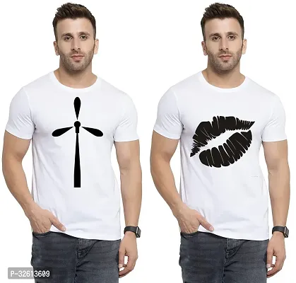 Reliable White Polycotton Printed T-Shirts For Men Pack Of 2-thumb0