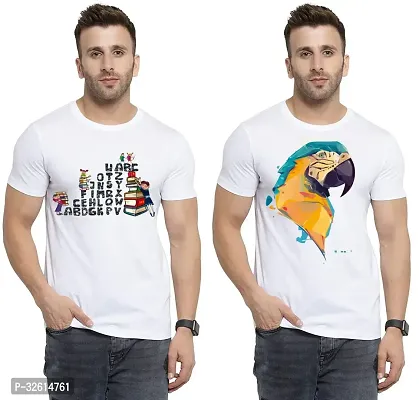 Reliable White Polycotton Printed T-Shirts For Men Pack Of 2-thumb0