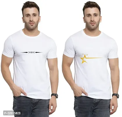 Reliable White Polycotton Printed T-Shirts For Men Pack Of 2