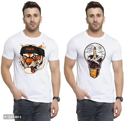 Reliable White Polycotton Printed T-Shirts For Men Pack Of 2-thumb0