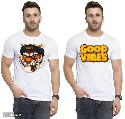 Stylish White Polycotton Round Neck T-Shirt For Men Pack Of 2