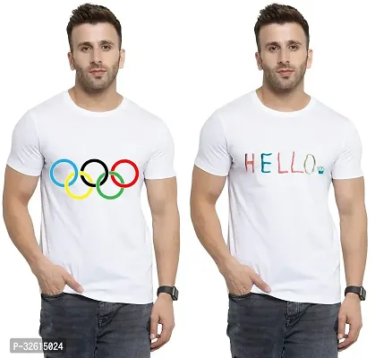 Reliable White Polycotton Printed T-Shirts For Men Pack Of 2