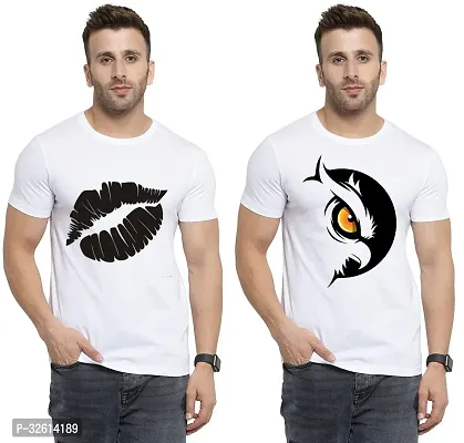 Reliable White Polycotton Printed T-Shirts For Men Pack Of 2-thumb0