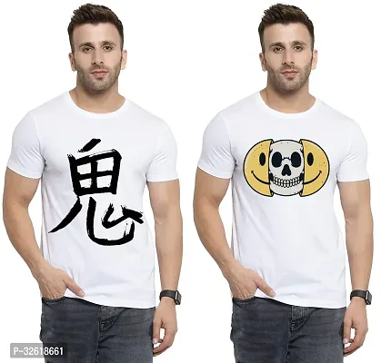 Reliable Polycotton Printed Round Neck Tees For Men Pack Of 2-thumb0