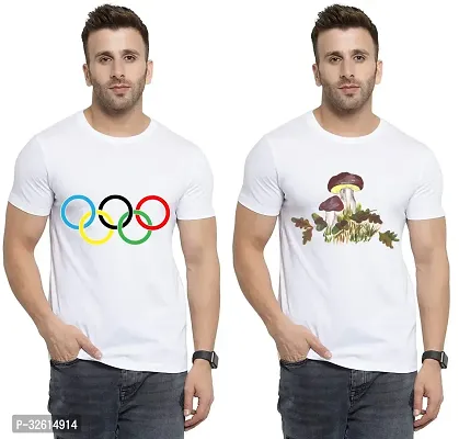 Reliable White Polycotton Printed T-Shirts For Men Pack Of 2-thumb0