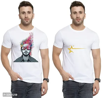 Stylish White Polycotton Round Neck T-Shirt For Men Pack Of 2