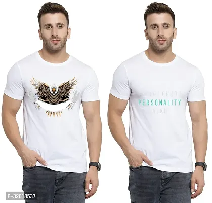 Reliable Polycotton Printed Round Neck Tees For Men Pack Of 2-thumb0