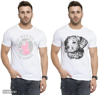 Stylish White Polycotton Round Neck T-Shirt For Men Pack Of 2