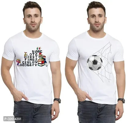 Reliable White Polycotton Printed T-Shirts For Men Pack Of 2