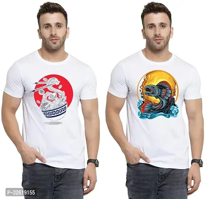 Reliable Polycotton Printed Round Neck Tees For Men Pack Of 2-thumb0