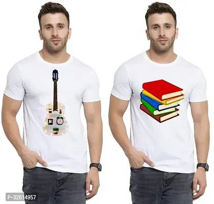 Reliable White Polycotton Printed T-Shirts For Men Pack Of 2