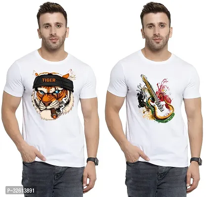 Reliable White Polycotton Printed T-Shirts For Men Pack Of 2-thumb0