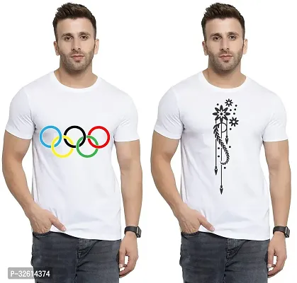 Reliable White Polycotton Printed T-Shirts For Men Pack Of 2