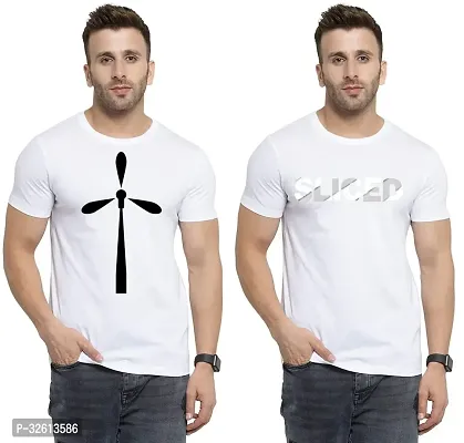 Reliable White Polycotton Printed T-Shirts For Men Pack Of 2-thumb0