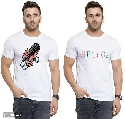 Reliable Polycotton Printed Round Neck Tees For Men Pack Of 2-thumb0