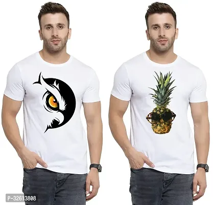 Reliable White Polycotton Printed T-Shirts For Men Pack Of 2-thumb0