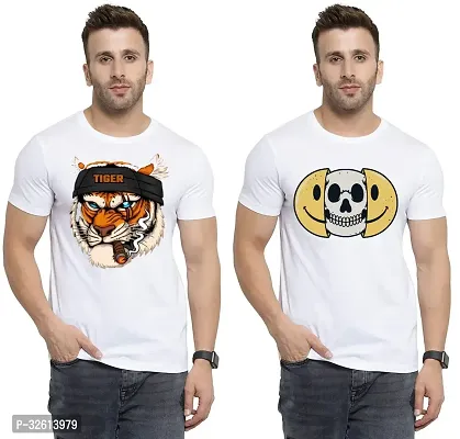 Reliable White Polycotton Printed T-Shirts For Men Pack Of 2-thumb0