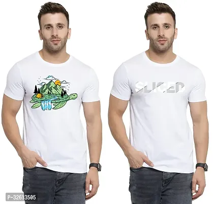 Reliable White Polycotton Printed T-Shirts For Men Pack Of 2-thumb0