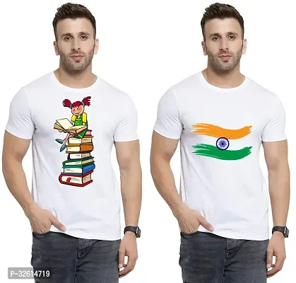 Reliable White Polycotton Printed T-Shirts For Men Pack Of 2