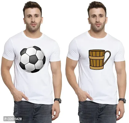 Reliable Polycotton Printed Round Neck Tees For Men Pack Of 2-thumb0