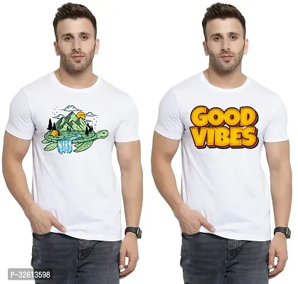 Reliable White Polycotton Printed T-Shirts For Men Pack Of 2-thumb0