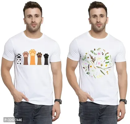 Stylish White Polycotton Round Neck T-Shirt For Men Pack Of 2