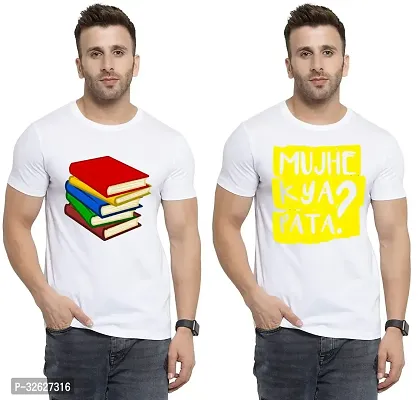 Stylish White Polycotton Round Neck T-Shirt For Men Pack Of 2