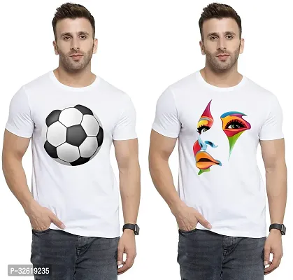 Reliable Polycotton Printed Round Neck Tees For Men Pack Of 2-thumb0