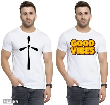 Reliable White Polycotton Printed T-Shirts For Men Pack Of 2-thumb0