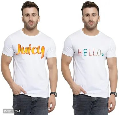 Reliable Polycotton Printed Round Neck Tees For Men Pack Of 2-thumb0