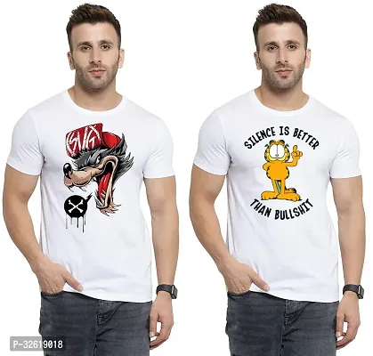 Reliable Polycotton Printed Round Neck Tees For Men Pack Of 2-thumb0