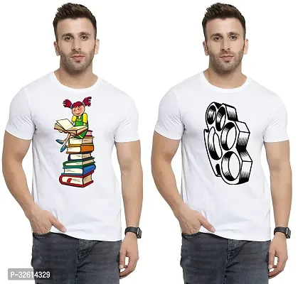 Reliable White Polycotton Printed T-Shirts For Men Pack Of 2-thumb0