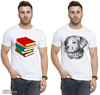 Stylish White Polycotton Round Neck T-Shirt For Men Pack Of 2-thumb0