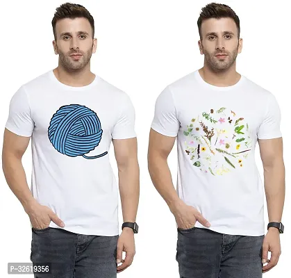 Reliable Polycotton Printed Round Neck Tees For Men Pack Of 2-thumb0