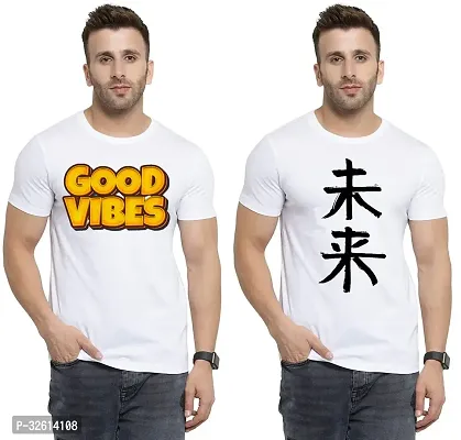 Reliable White Polycotton Printed T-Shirts For Men Pack Of 2-thumb0