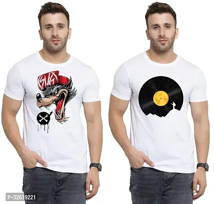 Reliable Polycotton Printed Round Neck Tees For Men Pack Of 2-thumb0