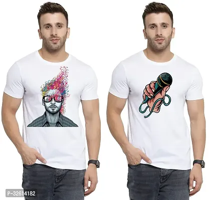 Reliable White Polycotton Printed T-Shirts For Men Pack Of 2-thumb0