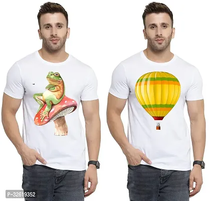 Reliable Polycotton Printed Round Neck Tees For Men Pack Of 2