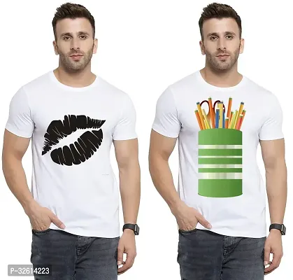 Reliable White Polycotton Printed T-Shirts For Men Pack Of 2-thumb0