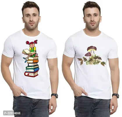 Reliable White Polycotton Printed T-Shirts For Men Pack Of 2-thumb0