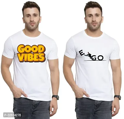 Reliable White Polycotton Printed T-Shirts For Men Pack Of 2-thumb0