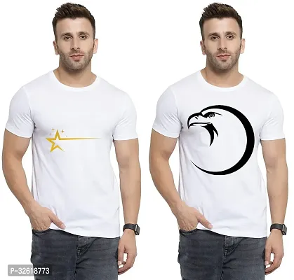 Reliable Polycotton Printed Round Neck Tees For Men Pack Of 2-thumb0